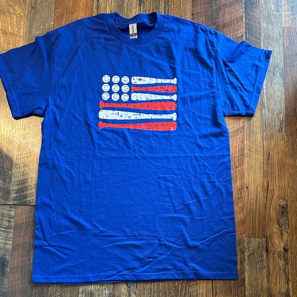 Gildan Baseball Blue American Flag Tee